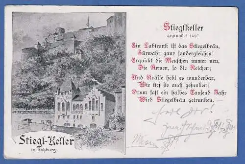 Alte AK Österreich Salzburg Stiegl-Keller gel.1908