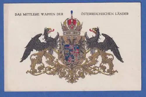 Alte AK Österreich Das Mittlere Wappen der Österreichischen Länder gel.1916