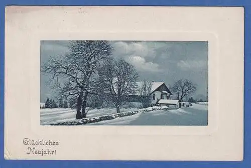 Alte AK Österreich Glückliches Neujahr Winterlandschaft gel.1909