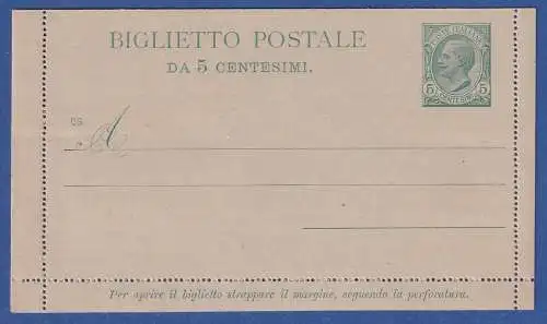 Italien 1906 GA Kartenbrief mit Rand Mi.-Nr. K 11 ungebraucht 