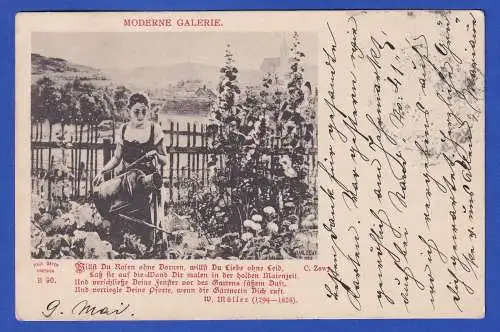 Österreich 1900 Bildpostkarte Schöne Gärtnerin von Carl Zewy