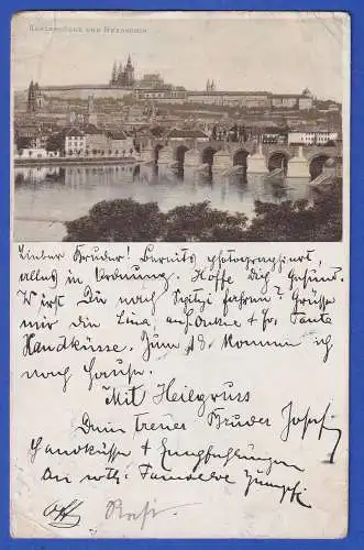 Österreich 1899 AK Prag mit O PRAHA PRAG und KREMS AN DER DONAU