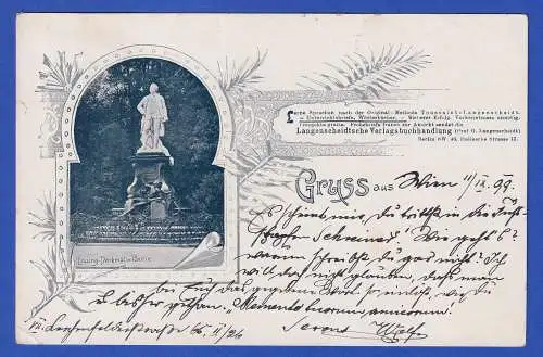 Österreich 1899 Achteck-O GMÜND auf Bildpostkarte Lessing-Denkmal