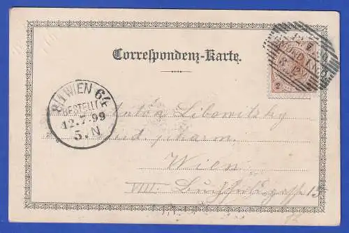 Österreich 1899 Achteck-O GMÜND auf Bildpostkarte Soldaten zu Pferde