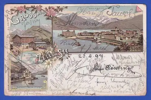 Österreich 1897 Achteck-O GMÜND auf AK Zell am See mit vielen Signaturen 