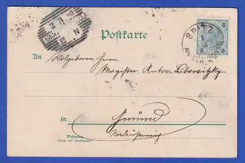 Österreich 1900 Einkreis-O SPITZ AN DER DONAU auf Bildpostkarte Blütenzweig