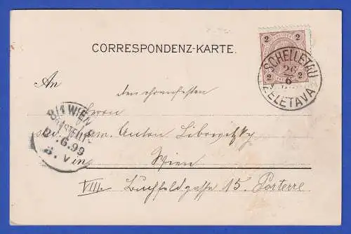 Österreich 1899 Bildpostkarte Blütenzweig und Taube mit O SCHELLETAU ZELETAVA 