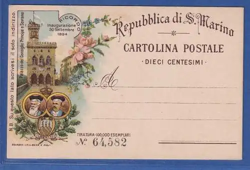 San Marino 1894 GA Postkarte Mi.-Nr. 16 II ungebraucht