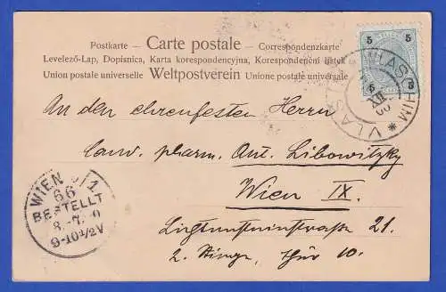 Österreich 1900 Erotische Bildpostkarte Dame im Boudouir O VLASIM / WLASCHIM