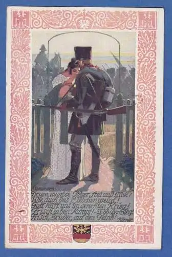 Alte AK Österreich Soldat Verabschiedung Rassman gel.1913