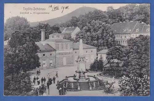 Alte AK Österreich Teplitz-Schönau Steinbad u. Kriegerdenkmal gel.1910
