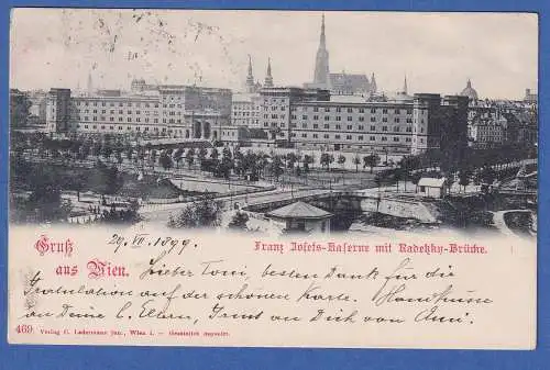 Alte AK Österreich Gruß aus Wien Franz-Josefs-Kaserne gel.1899