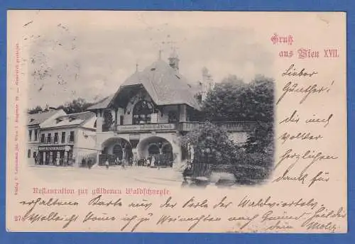 Alte AK Österreich Wien Restauration zur güldenen Waldschnepfe gel.1899