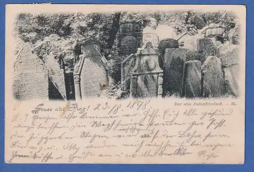 Alte AK Österreich Gruss aus Prag alter jüdischer Friedhof gel.1898