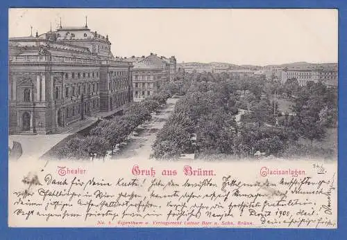 Alte AK Österreich Gruß aus Brünn Glacisanlagen gel.1899