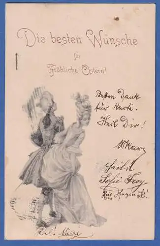 Alte AK Österreich Die besten Wünsche für Fröhliche Ostern! gel.1899
