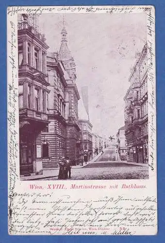 Alte AK Österreich Wien XVIII. Martinstrasse mit Rathhaus gel.1899