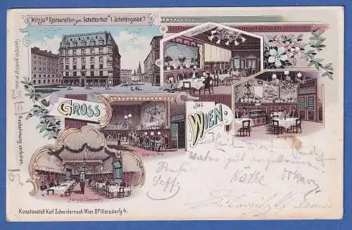 Alte AK Österreich Gruss aus Wien Restauration Schottentor gel.1901