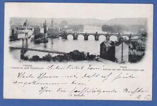 Alte AK Österreich Praha Prag Ansicht von Rudolfsanlagen aus. gel.1897