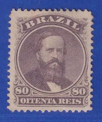 Brasilien 1866 Kaiser Dom Pedro II. 80 R Mi.-Nr. 26 , ungebraucht (*)