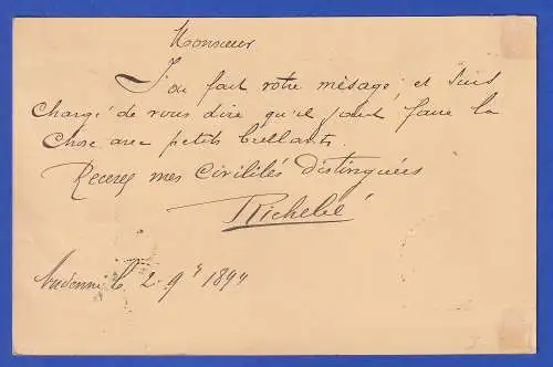 Belgien 1894 GA Postkarte mit Zufrankatur O ANDENNE nach Pforzheim