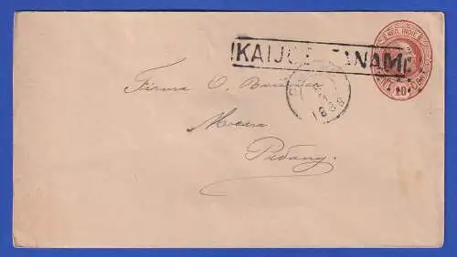 Niederländisch-Indien 1888 GA Umschlag Mi.-Nr. U6 O KAIJOE-TANAM nach Padang