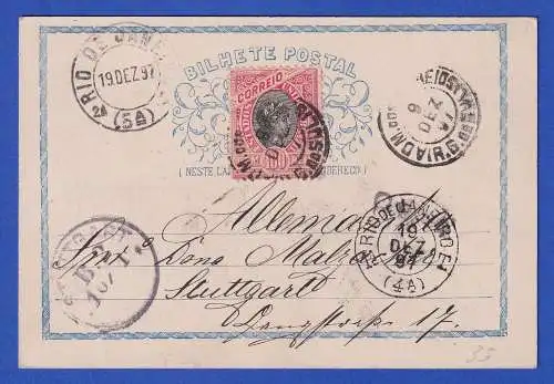 Brasilien 1897 Bildpostkarte S. Sebastiao O RIO DE JANEIRO nach Stuttgart