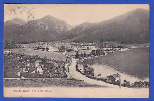 Bayern 1907 AK mit O Posthilfstelle Fischhausen und O SCHLIERSEE nach München