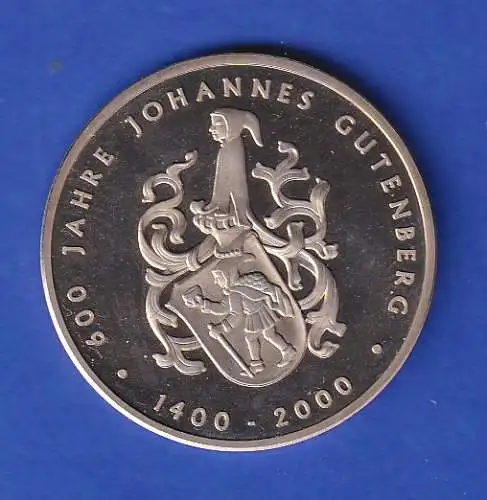 Silbermedaille 2000 Johannes Gutenberg 15g/Ag999 