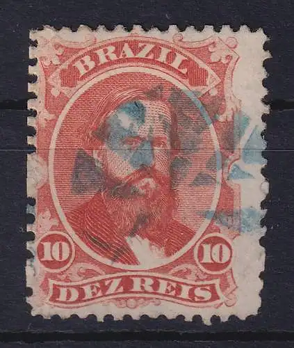 Brasilien 1866 Kaiser Dom Pedro II. 10 R Mi.-Nr. 23 blau gestempelt