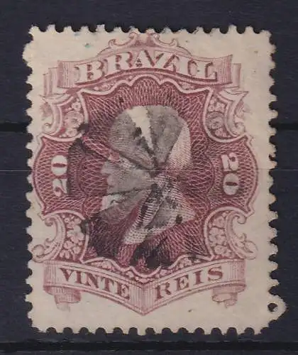 Brasilien 1866 Kaiser Dom Pedro II. 20 R Mi.-Nr. 24a zentrischer Stern-O