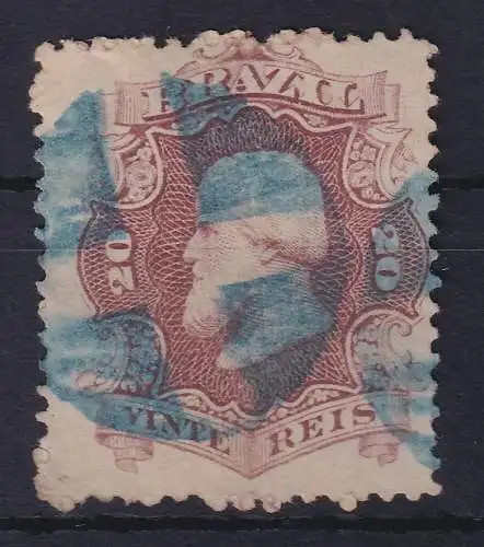 Brasilien 1866 Kaiser Dom Pedro II. 20 R Mi.-Nr. 24a blau gestempelt