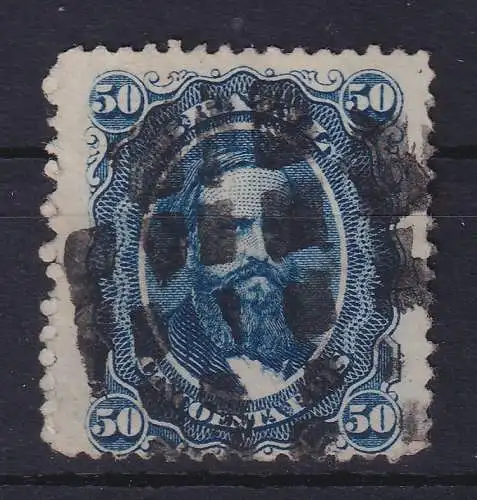 Brasilien 1866 Kaiser Dom Pedro II. 50 R Mi.-Nr. 25 grober Rost-Stempel