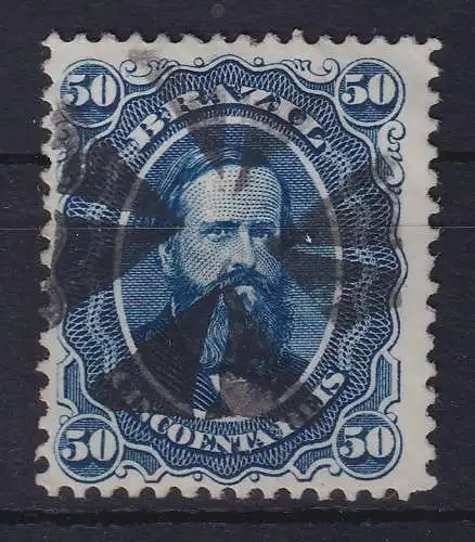 Brasilien 1866 Dom Pedro II. 50 R Mi.-Nr. 25 mit Luxus-Strahlen-O