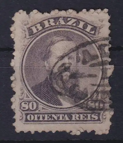 Brasilien 1866 Kaiser Dom Pedro II. 80 R Mi.-Nr. 26 mit Oval-O