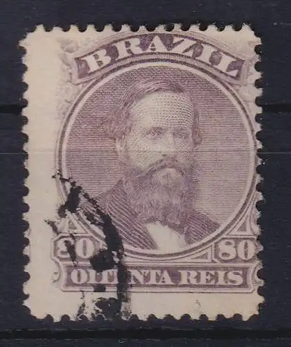 Brasilien 1866 Kaiser Dom Pedro II. 80 Reis Mi.-Nr. 26 , Eckstempel