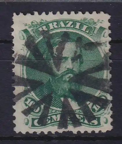 Brasilien 1866 Kaiser Dom Pedro II. 100 R Mi.-Nr. 27 mit ideal zentr. Strahlen-O