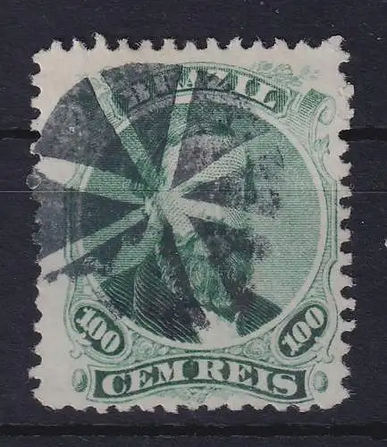 Brasilien 1866 Kaiser Dom Pedro II. 100 Reis Mi.-Nr. 27 mit Strahlen-O