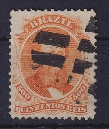 Brasilien 1866 Kaiser Dom Pedro II. 500 Reis Mi.-Nr. 29 , schwarzer Rost-O