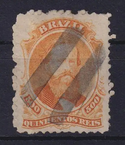 Brasilien 1866 Kaiser Dom Pedro II. 500 Reis Mi.-Nr. 29 mit Balken-Stempel