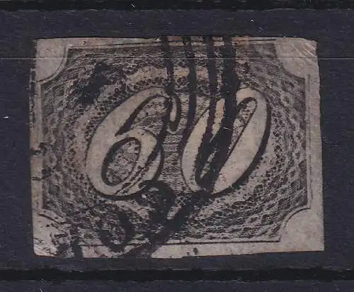 Brasilien 1844 Ziffern Ziegenaugen / inclinados 60 R Mi.-Nr. 6 gestempelt