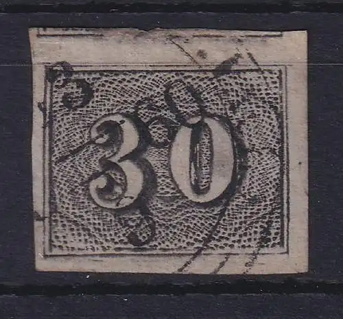 Brasilien 1849 Ziffern Katzenaugen / verticais 30 R Mi.-Nr. 13 gest. 1860