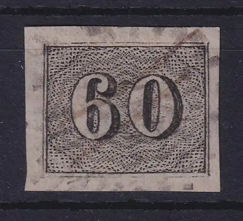 Brasilien 1849 Ziffern Katzenaugen / verticais 60 R Mi.-Nr. 14 gest. und Federz.