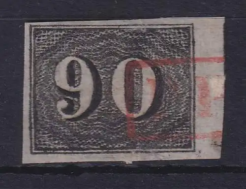 Brasilien 1849 Ziffern Katzenaugen / verticais 90 R Mi.-Nr. 15 mit rotem O