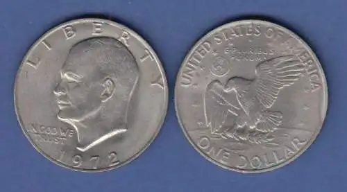 USA Eisenhower Adler auf Mond 1 Dollar, Kupfer-Nickel, Jahrgang 1972