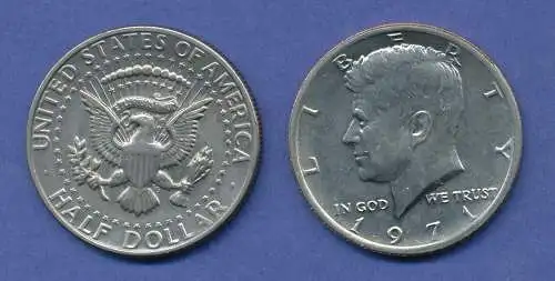 USA Kennedy 1/2 Dollar, Kupfer-Nickel-Ausführung Jahrgang 1971