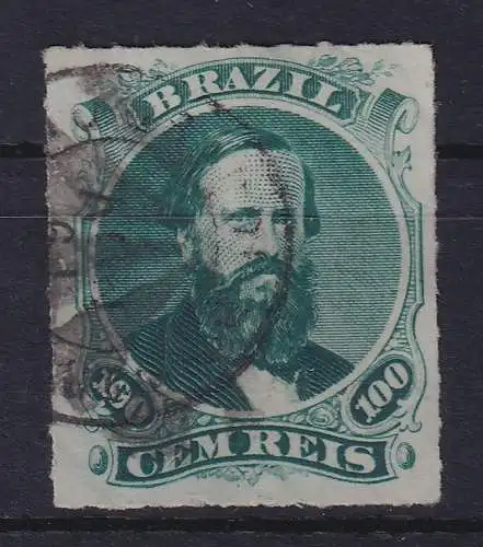 Brasilien 1876 Kaiser Dom Pedro II. 100 R Mi.-Nr. 34 gestempelt