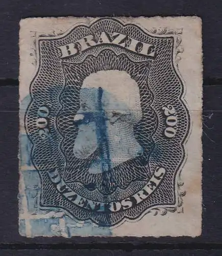 Brasilien 1877 Kaiser Dom Pedro II. 200 R Mi.-Nr. 35 blau gestempelt