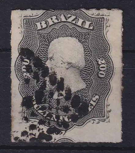 Brasilien 1877 Kaiser Dom Pedro II. 200 R Mi.-Nr. 35 mit Punktrost-Rauten-O