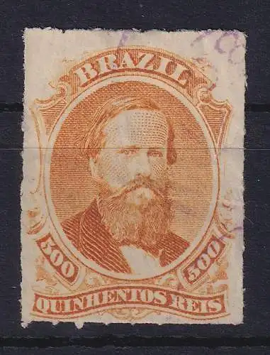 Brasilien 1877 Dom Pedro II. 500 R Mi.-Nr. 36 O (Riss am rechten Rand)